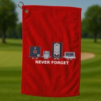 Floppy Disk Vhs Cassette Never Forget Geek History Golf Towel