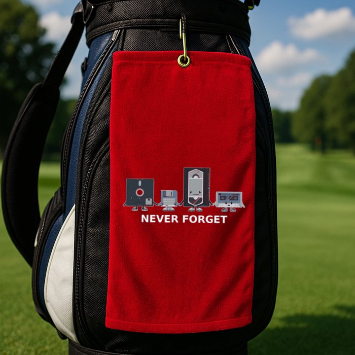Floppy Disk Vhs Cassette Never Forget Geek History Golf Towel