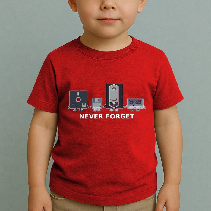 Floppy Disk Vhs Cassette Never Forget Geek History Toddler T-Shirt