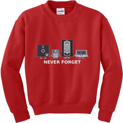 Floppy Disk Vhs Cassette Never Forget Geek History Kids Sweatshirt