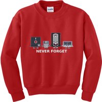 Floppy Disk Vhs Cassette Never Forget Geek History Kids Sweatshirt