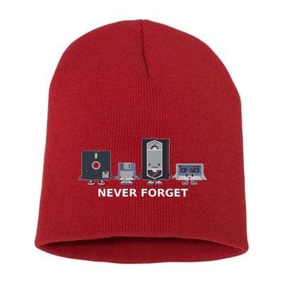 Floppy Disk Vhs Cassette Never Forget Geek History Short Acrylic Beanie