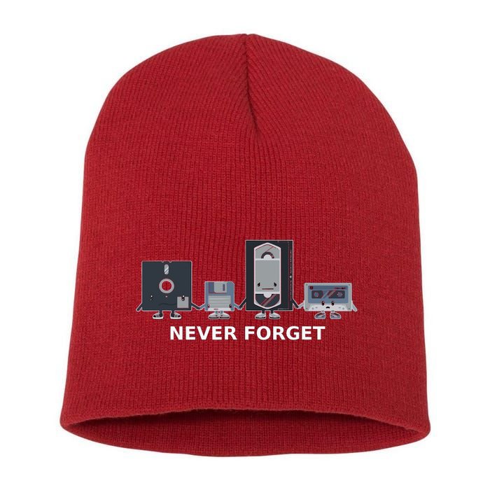 Floppy Disk Vhs Cassette Never Forget Geek History Short Acrylic Beanie
