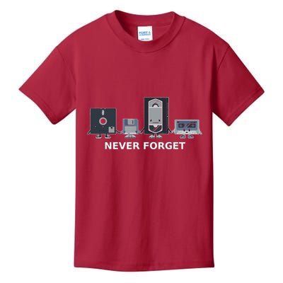 Floppy Disk Vhs Cassette Never Forget Geek History Kids T-Shirt