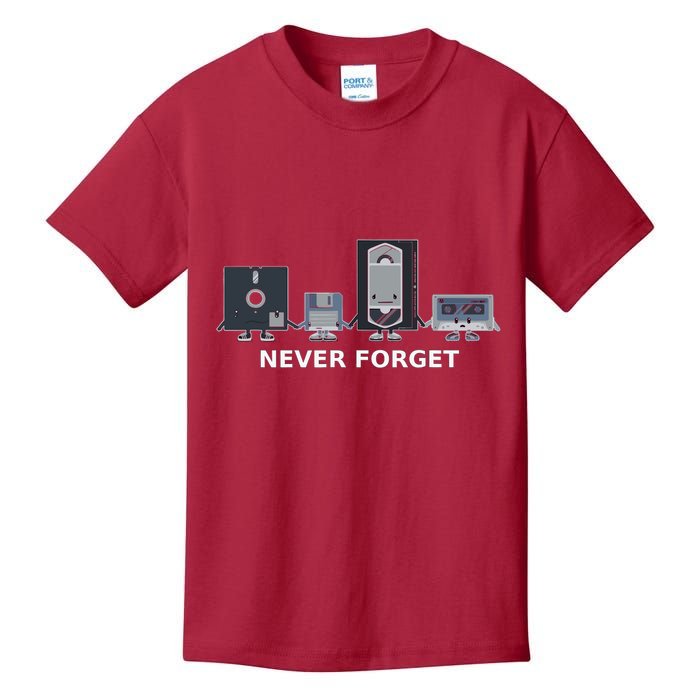 Floppy Disk Vhs Cassette Never Forget Geek History Kids T-Shirt
