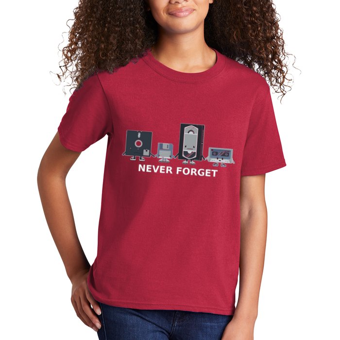 Floppy Disk Vhs Cassette Never Forget Geek History Kids T-Shirt