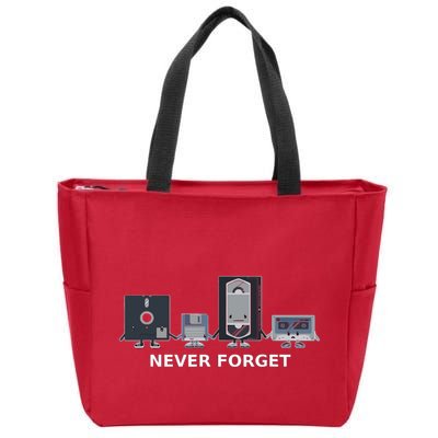 Floppy Disk Vhs Cassette Never Forget Geek History Zip Tote Bag