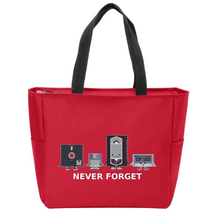 Floppy Disk Vhs Cassette Never Forget Geek History Zip Tote Bag