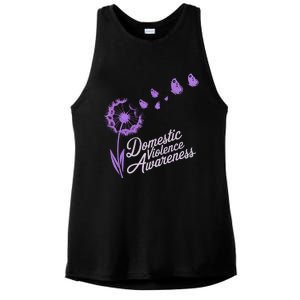 Family Domestic Violence Awareness Month Purple Ribbon Ladies PosiCharge Tri-Blend Wicking Tank