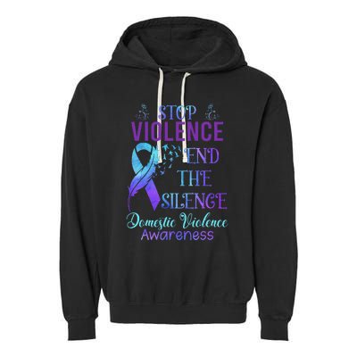 Family Domestic Violence Awareness Purple Ribbon Garment-Dyed Fleece Hoodie