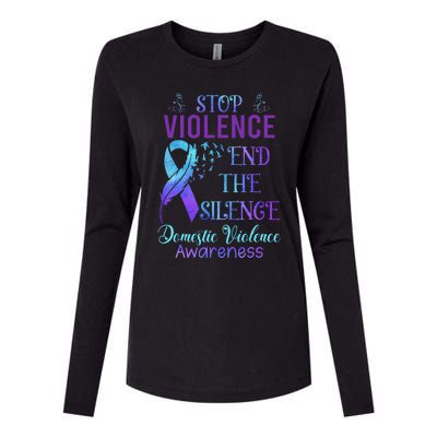 Family Domestic Violence Awareness Purple Ribbon Womens Cotton Relaxed Long Sleeve T-Shirt