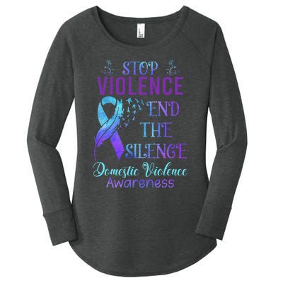 Family Domestic Violence Awareness Purple Ribbon Women's Perfect Tri Tunic Long Sleeve Shirt