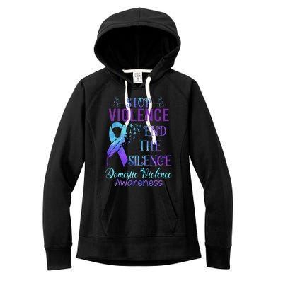 Family Domestic Violence Awareness Purple Ribbon Women's Fleece Hoodie