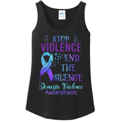 Family Domestic Violence Awareness Purple Ribbon Ladies Essential Tank