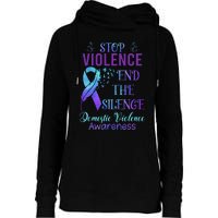 Family Domestic Violence Awareness Purple Ribbon Womens Funnel Neck Pullover Hood