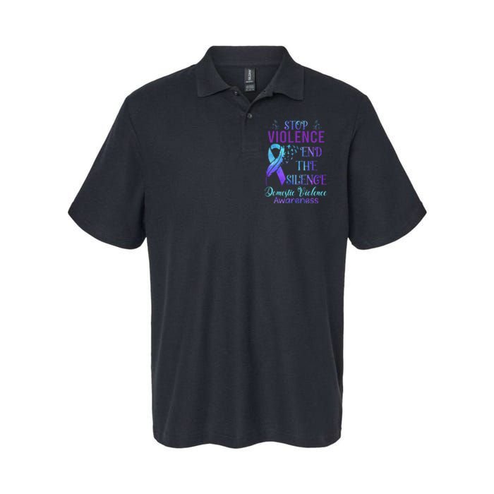 Family Domestic Violence Awareness Purple Ribbon Softstyle Adult Sport Polo