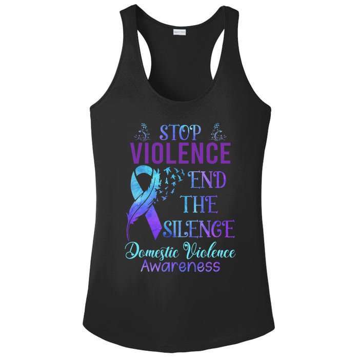 Family Domestic Violence Awareness Purple Ribbon Ladies PosiCharge Competitor Racerback Tank