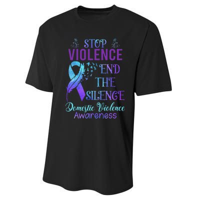 Family Domestic Violence Awareness Purple Ribbon Performance Sprint T-Shirt