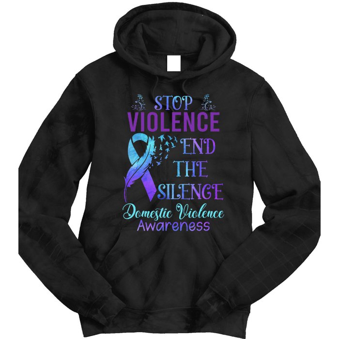 Family Domestic Violence Awareness Purple Ribbon Tie Dye Hoodie