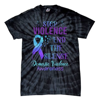 Family Domestic Violence Awareness Purple Ribbon Tie-Dye T-Shirt