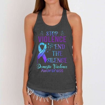 Family Domestic Violence Awareness Purple Ribbon Women's Knotted Racerback Tank