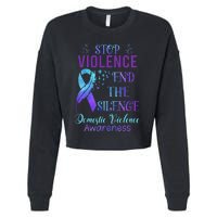 Family Domestic Violence Awareness Purple Ribbon Cropped Pullover Crew