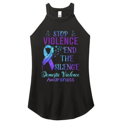 Family Domestic Violence Awareness Purple Ribbon Women's Perfect Tri Rocker Tank