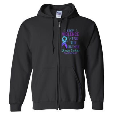 Family Domestic Violence Awareness Purple Ribbon Full Zip Hoodie