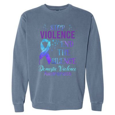 Family Domestic Violence Awareness Purple Ribbon Garment-Dyed Sweatshirt