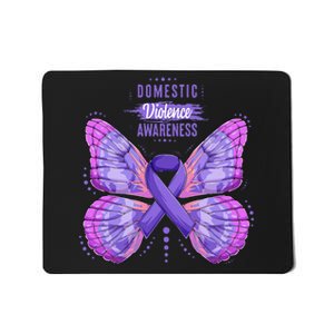 Family Domestic Violence Awareness Purple Ribbon butterfly Mousepad