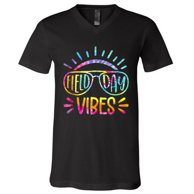 Field Day Vibes Tie Dye Last Day Of School Cool Game Day V-Neck T-Shirt