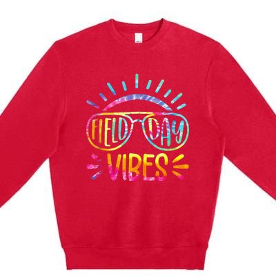 Field Day Vibes Tie Dye Last Day Of School Cool Game Day Premium Crewneck Sweatshirt