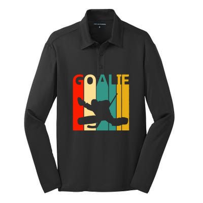 Father's Day Vintage Ice Hockey Goalie Gift Silk Touch Performance Long Sleeve Polo