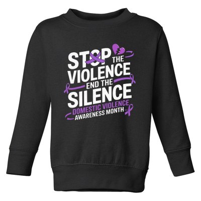 Family Domestic Violence Awareness Month Purple Ribbon Toddler Sweatshirt