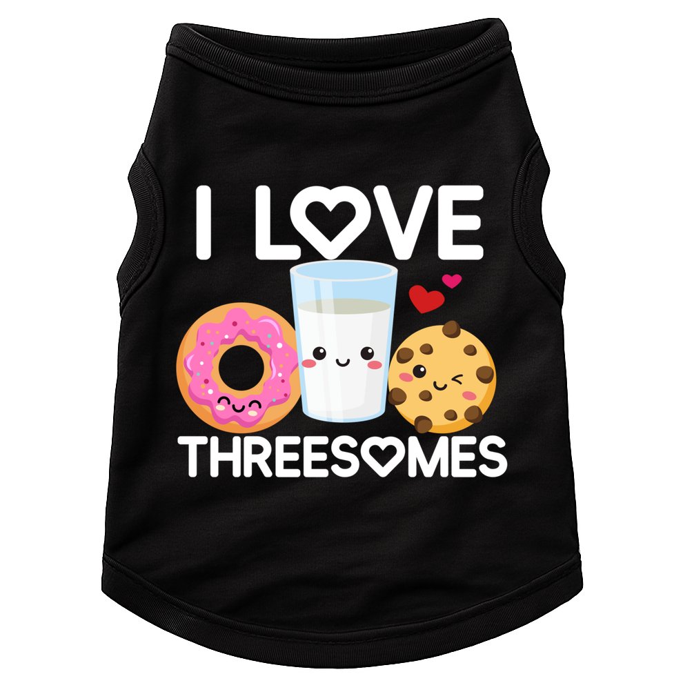 Funny Donut Valentine's Day I Love Threesomes Adult Humor Gift Doggie Tank