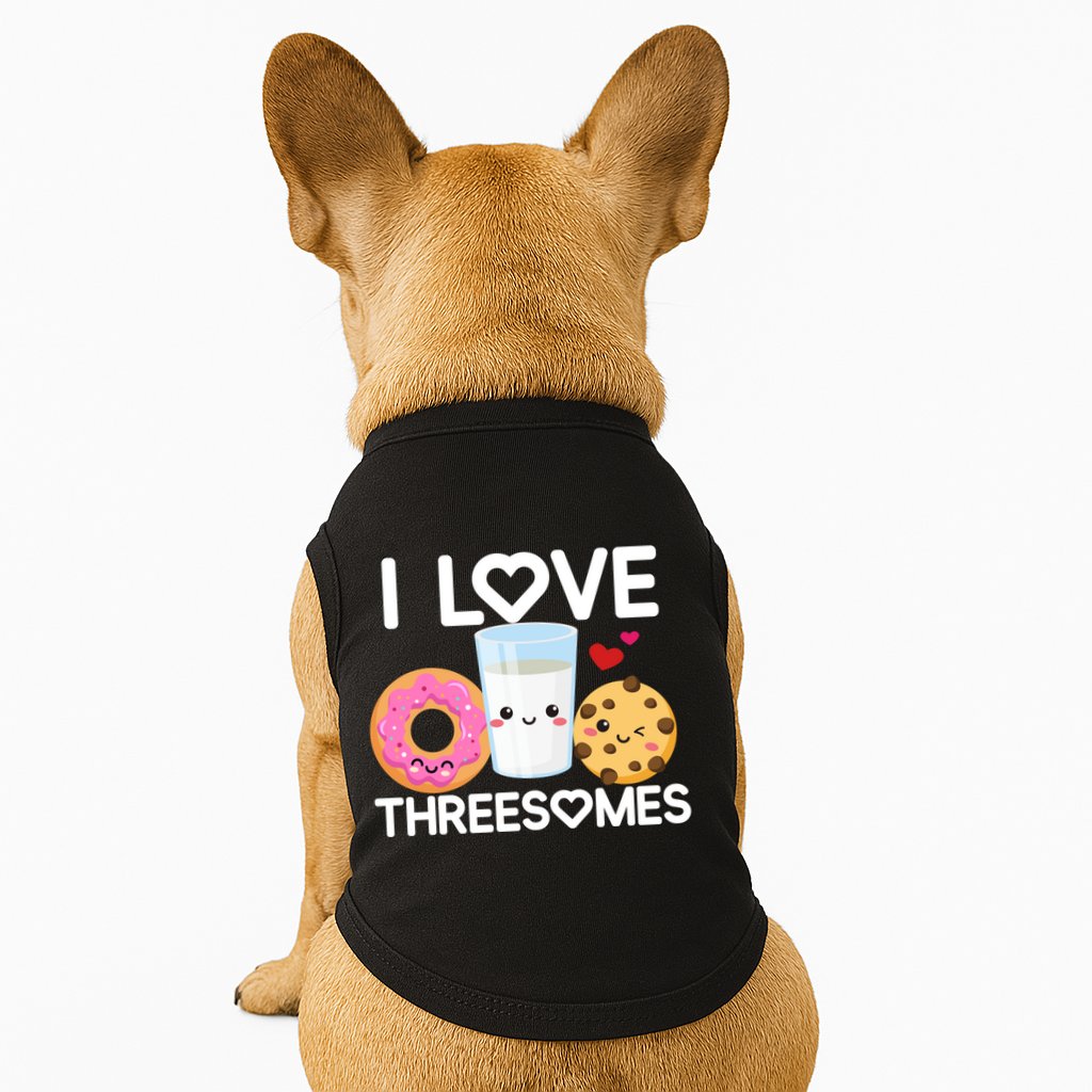 Funny Donut Valentine's Day I Love Threesomes Adult Humor Gift Doggie Tank