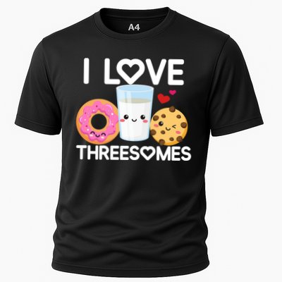 Funny Donut Valentine's Day I Love Threesomes Adult Humor Gift Performance Shirt