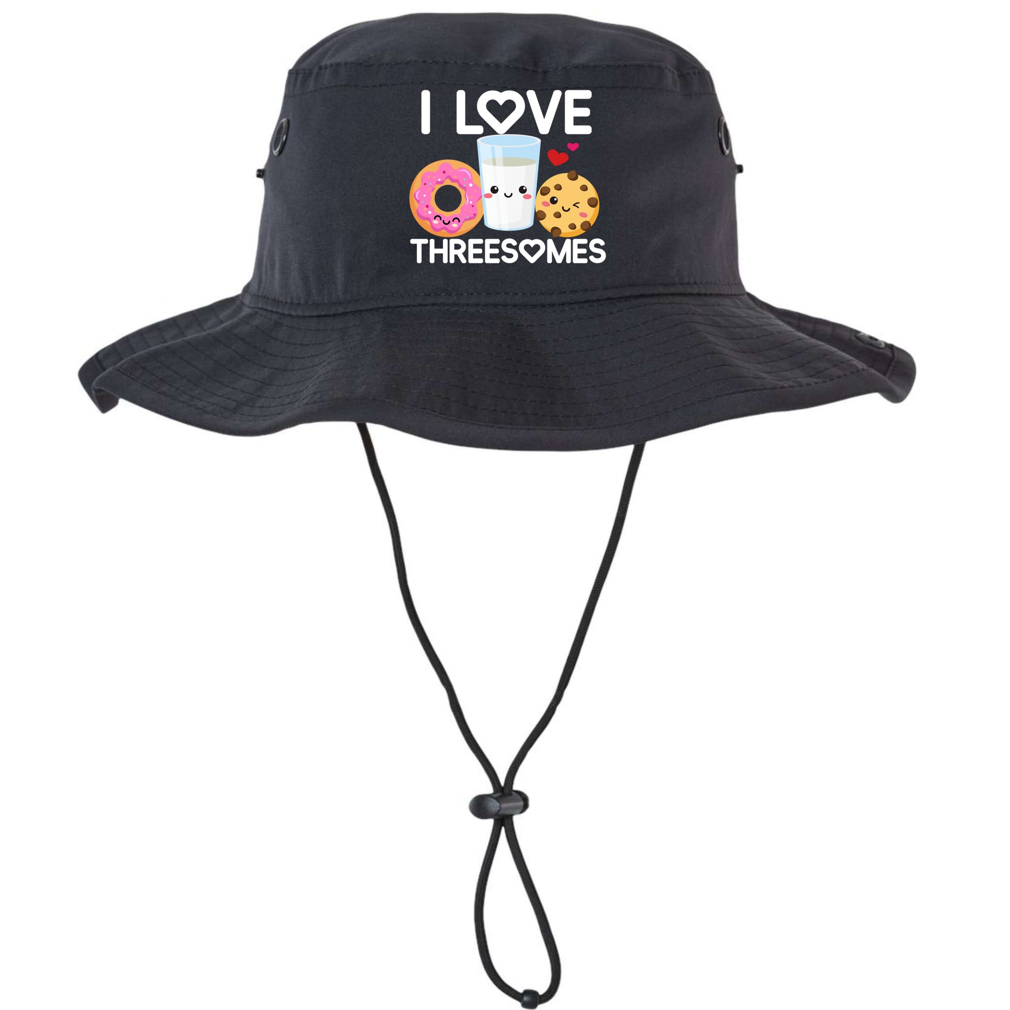 Funny Donut Valentine's Day I Love Threesomes Adult Humor Gift Bucket Hat