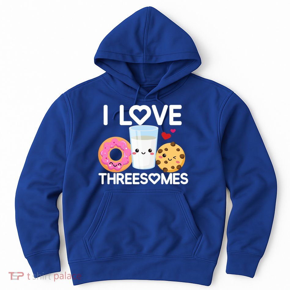 Funny Donut Valentine's Day I Love Threesomes Adult Humor Gift Hoodie