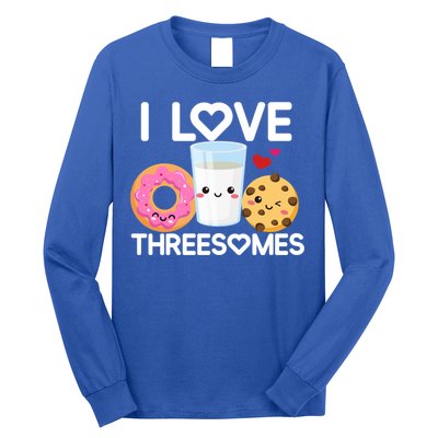 Funny Donut Valentine's Day I Love Threesomes Adult Humor Gift Long Sleeve Shirt