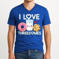 Funny Donut Valentine's Day I Love Threesomes Adult Humor Gift V-Neck T-Shirt