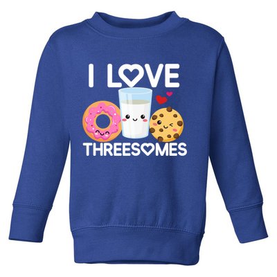Funny Donut Valentine's Day I Love Threesomes Adult Humor Gift Toddler Sweatshirt