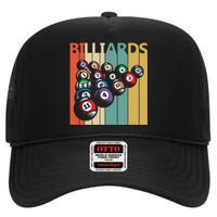 Father's Day Vintage Billiards Pool Player Gift For Dad High Crown Mesh Back Trucker Hat