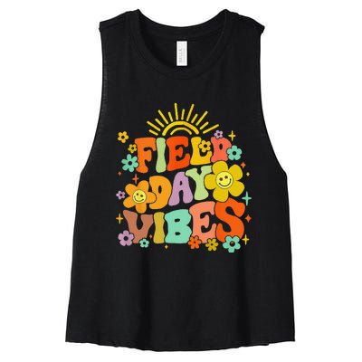 Field Day Vibes Summer Teacher Last Day Of School Women's Racerback Cropped Tank