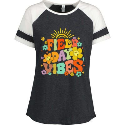 Field Day Vibes Summer Teacher Last Day Of School Enza Ladies Jersey Colorblock Tee