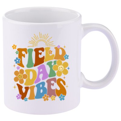 Field Day Vibes Colorful Floral 11oz C Handle Ceramic Mug