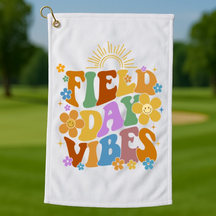 Field Day Vibes Colorful Floral Golf Towel