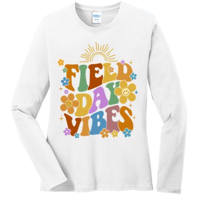 Field Day Vibes Colorful Floral Ladies Long Sleeve Shirt