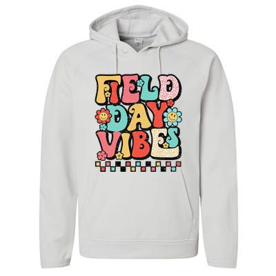 Field Day Vibes Groovy Summer Teacher Last Day Of School Performance Fleece Hoodie