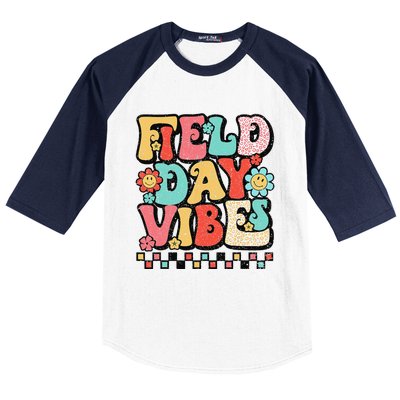 Field Day Vibes Groovy Summer Teacher Last Day Of School Baseball Sleeve Shirt